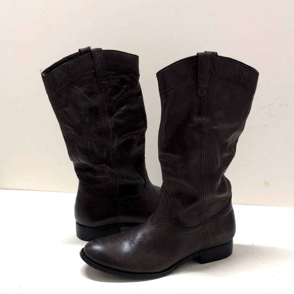 EUC Frye boots, dark brown, leather, mid-calf, size 7